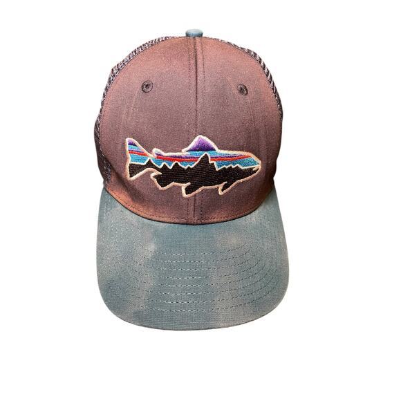 Patagonia Other - Patagonia Fitz Roy Trout Trucker Hat Men Navy‎ Blue Teal Fish Logo Adjustable